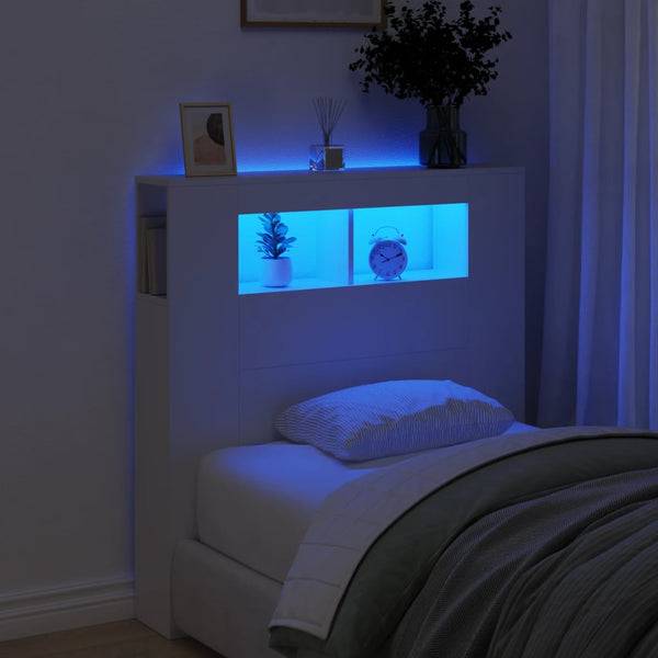 LED Kopfteil Weiß 100 cm