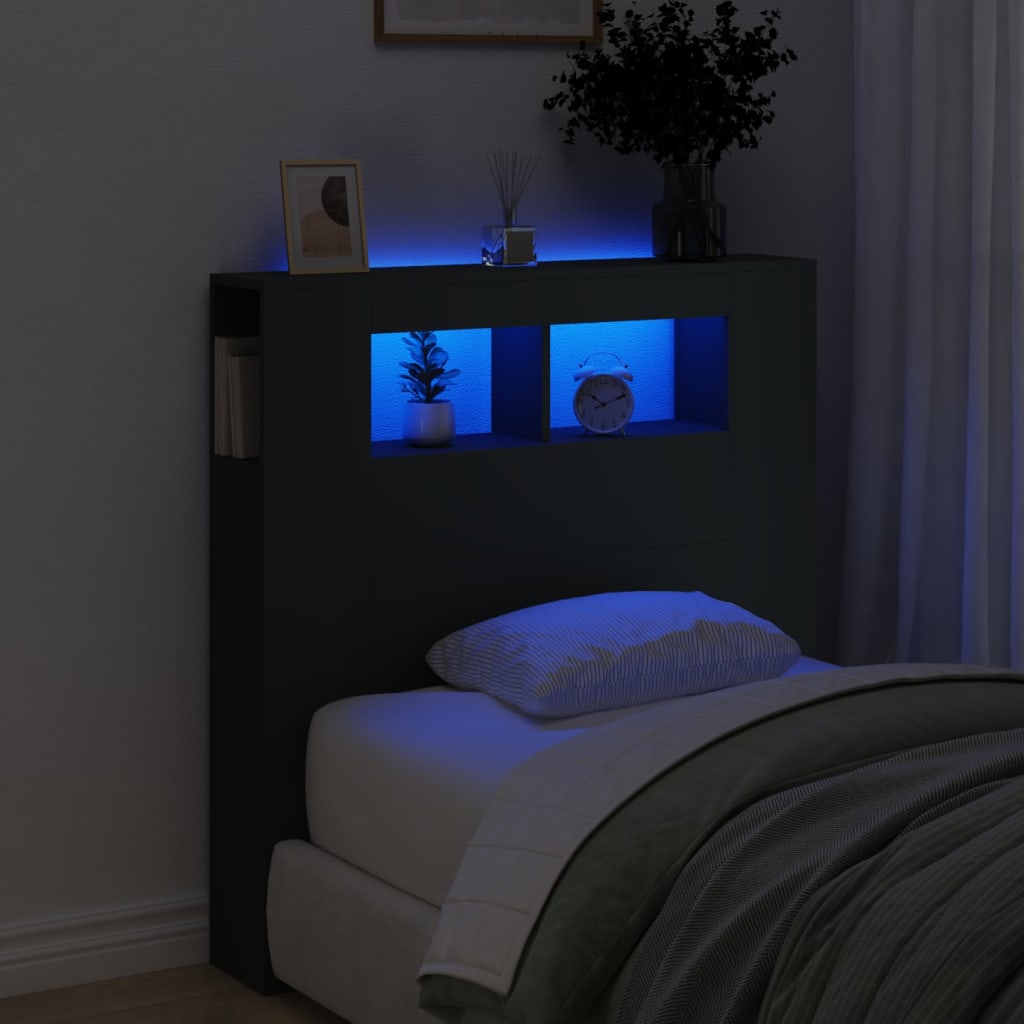LED Kopfteil Schwarz 100 cm
