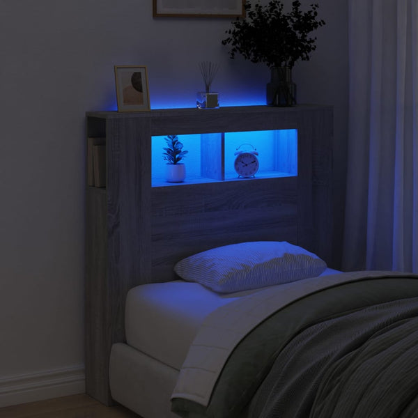 LED Kopfteil Grau Sonoma 100cm