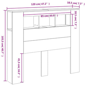 LED Kopfteil Betongrau 120 cm