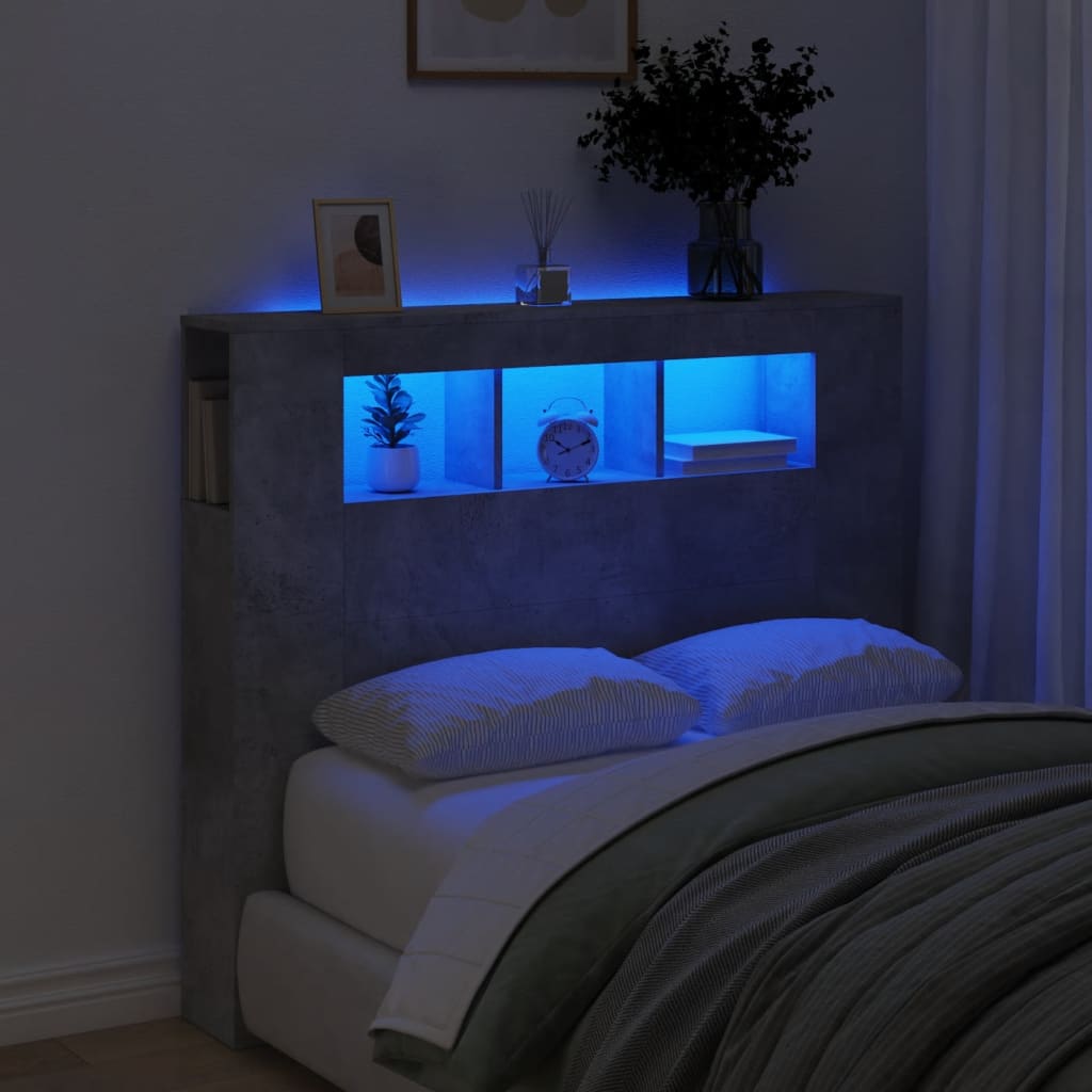 LED Kopfteil Betongrau 120 cm