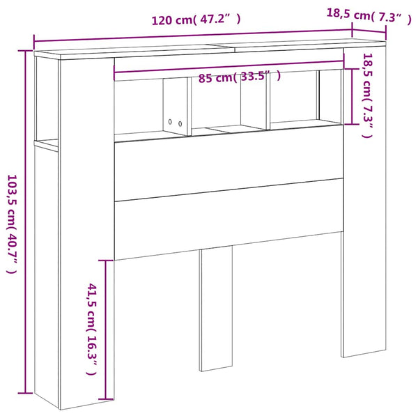 LED-Kopfteil Räuchereiche 120 cm