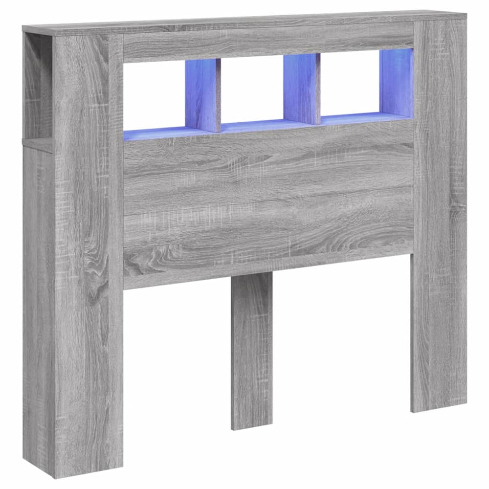 vidaXL LED Headboard Gray Sonoma 120x18.5x103.5 cm Engineered Wood
