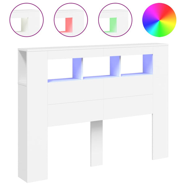 LED Kopfteil Weiß 140 cm