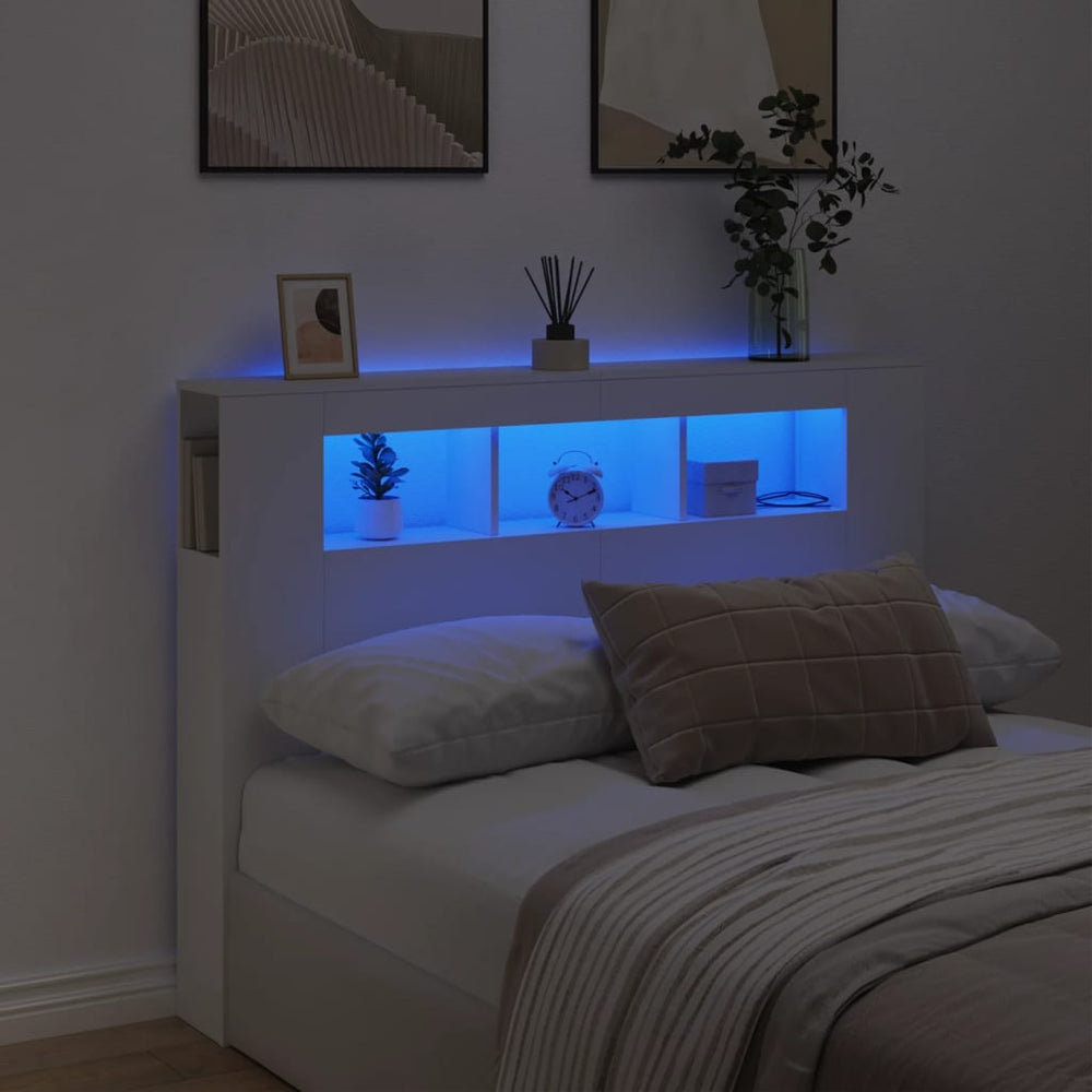 LED Kopfteil Weiß 140 cm