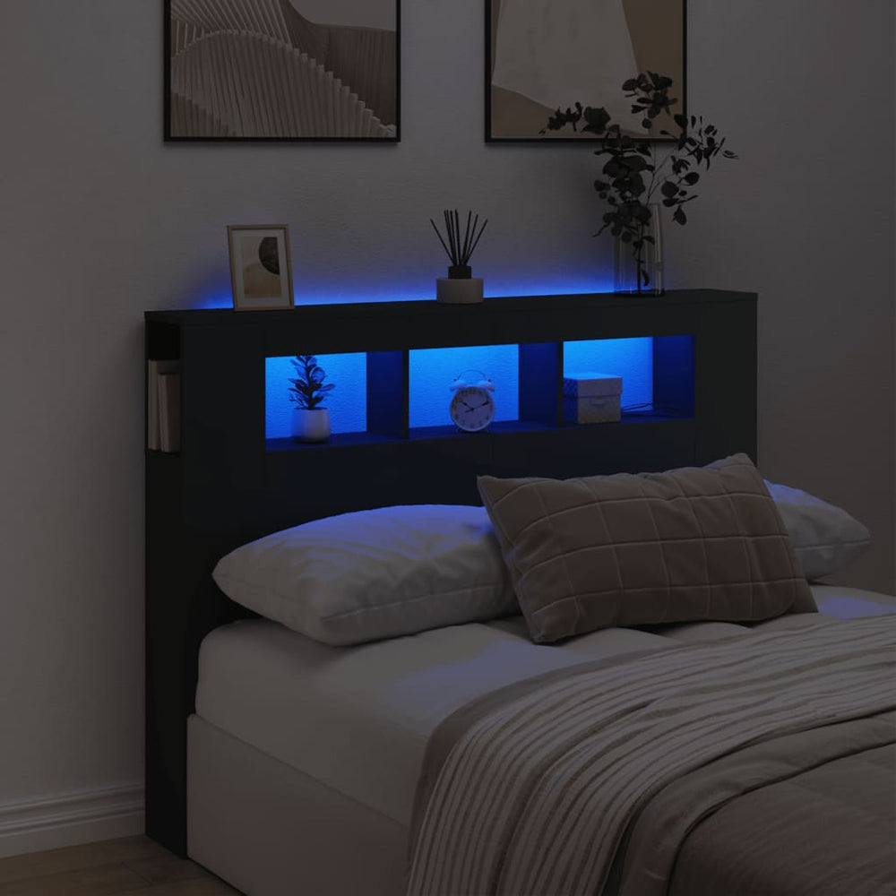 LED Kopfteil Schwarz 140 cm