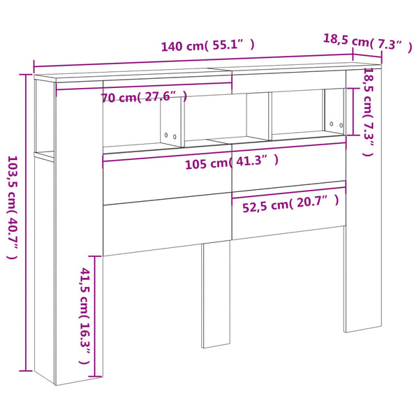 LED Kopfteil Sonoma Eiche 140 cm