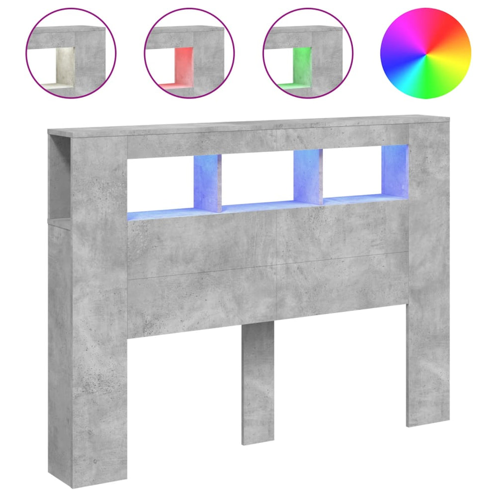 LED Kopfteil Betongrau 140 cm