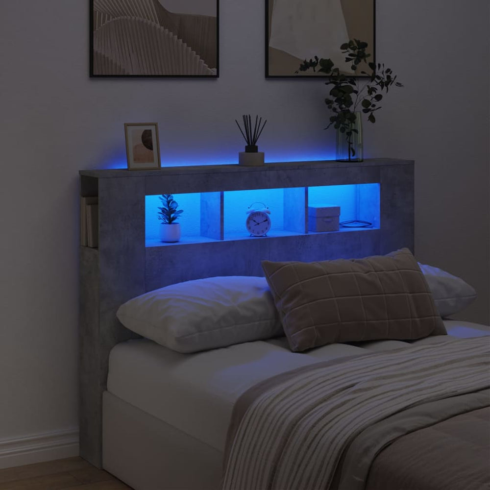 LED Kopfteil Betongrau 140 cm