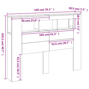 LED Kopfteil Grau Sonoma 140 cm