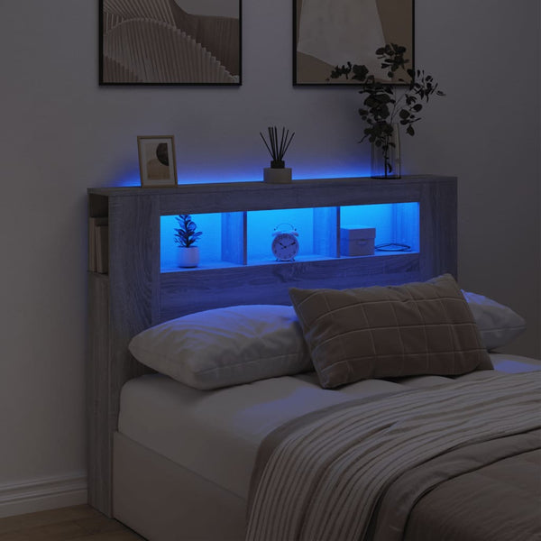 LED Kopfteil Grau Sonoma 140 cm