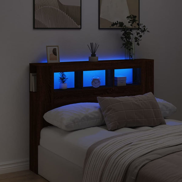 LED Kopfteil Braun Eichenoptik 140 cm