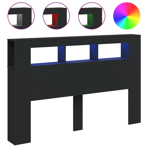 LED Kopfteil Schwarz 160 cm