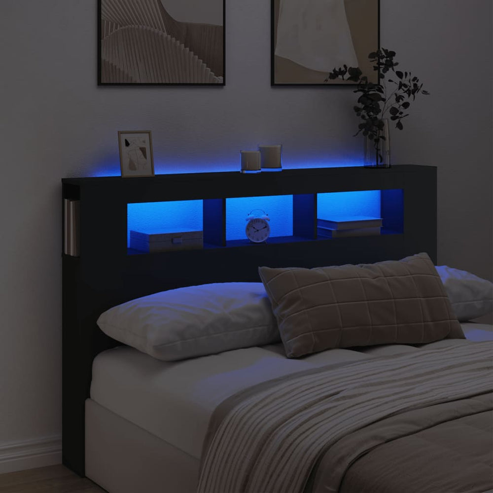 LED Kopfteil Schwarz 160 cm