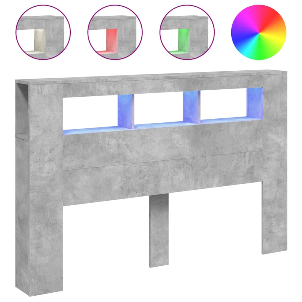 LED Kopfteil Betongrau 160 cm