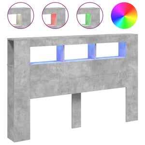 vidaXL Tête de lit à LED gris béton 160x18,5x103,5 cm Bois d'ingénierie