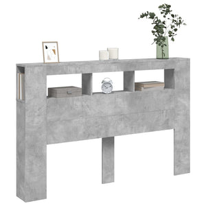 vidaXL Tête de lit à LED gris béton 160x18,5x103,5 cm Bois d'ingénierie