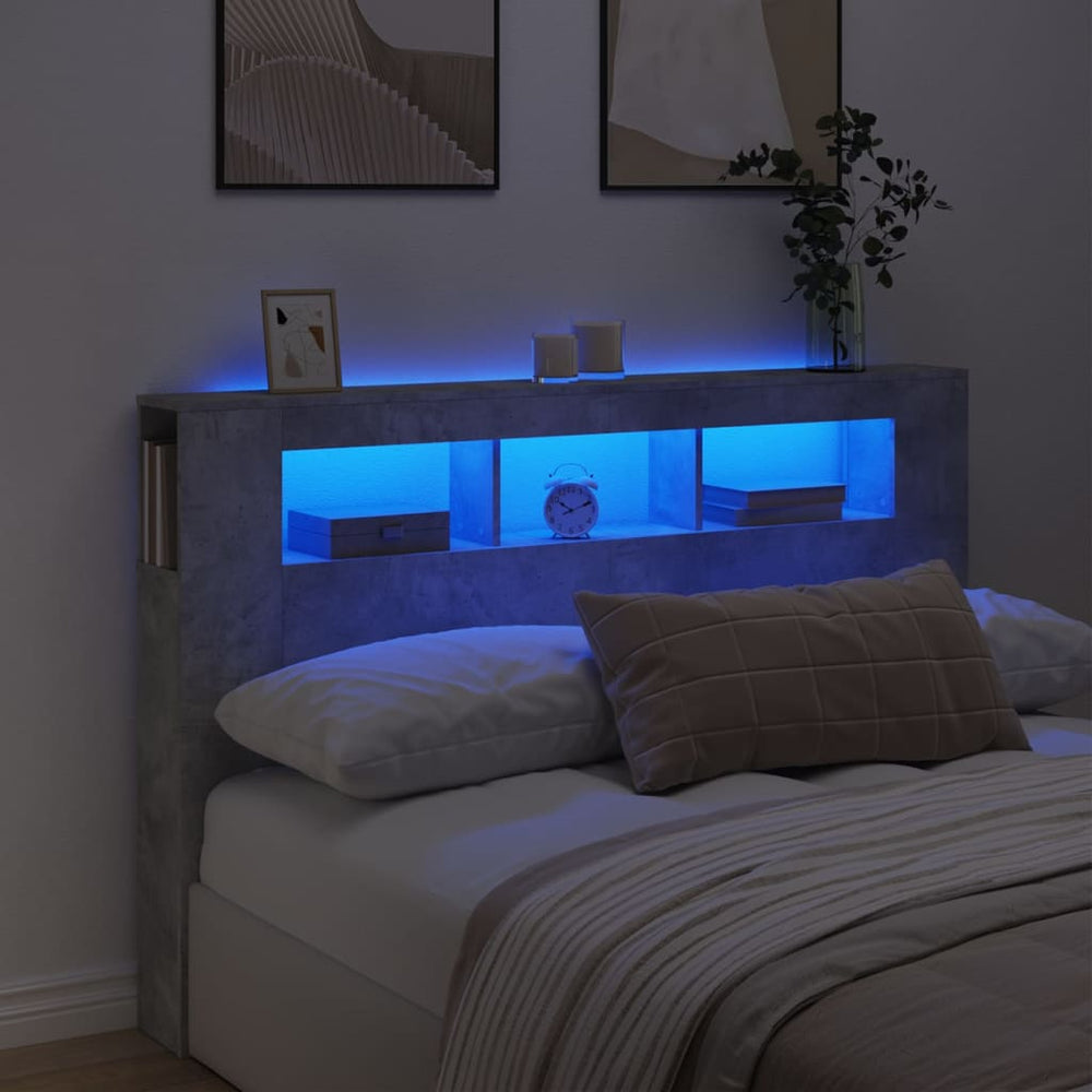 LED Kopfteil Betongrau 160 cm