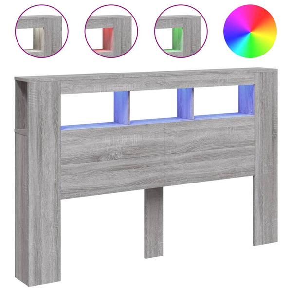 LED Kopfteil Grau Sonoma 160 cm