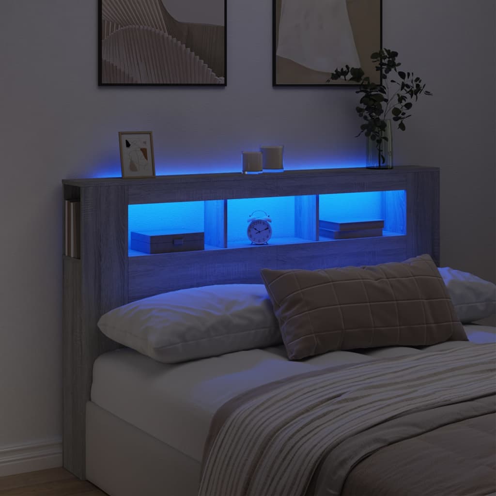 LED Kopfteil Grau Sonoma 160 cm