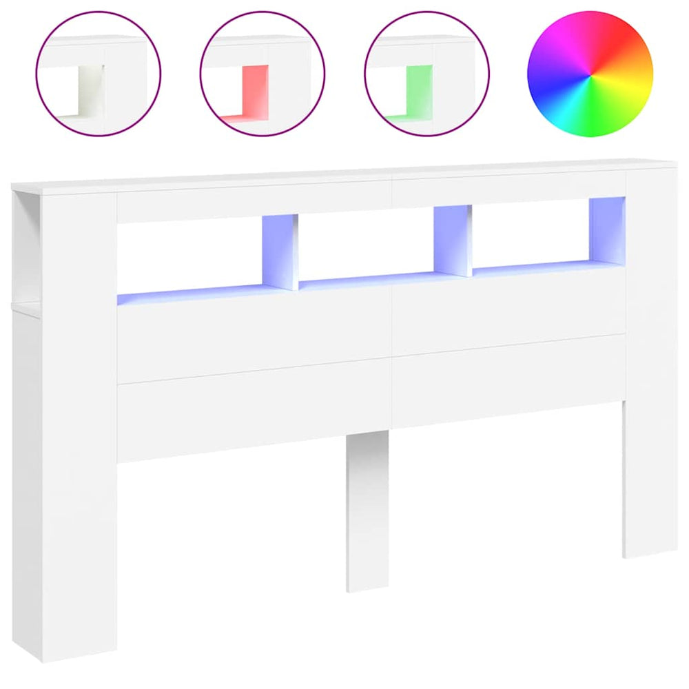 LED Kopfteil Weiß 180 cm