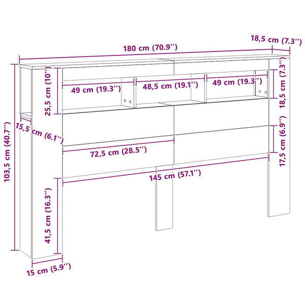 LED Kopfteil Weiß 180 cm