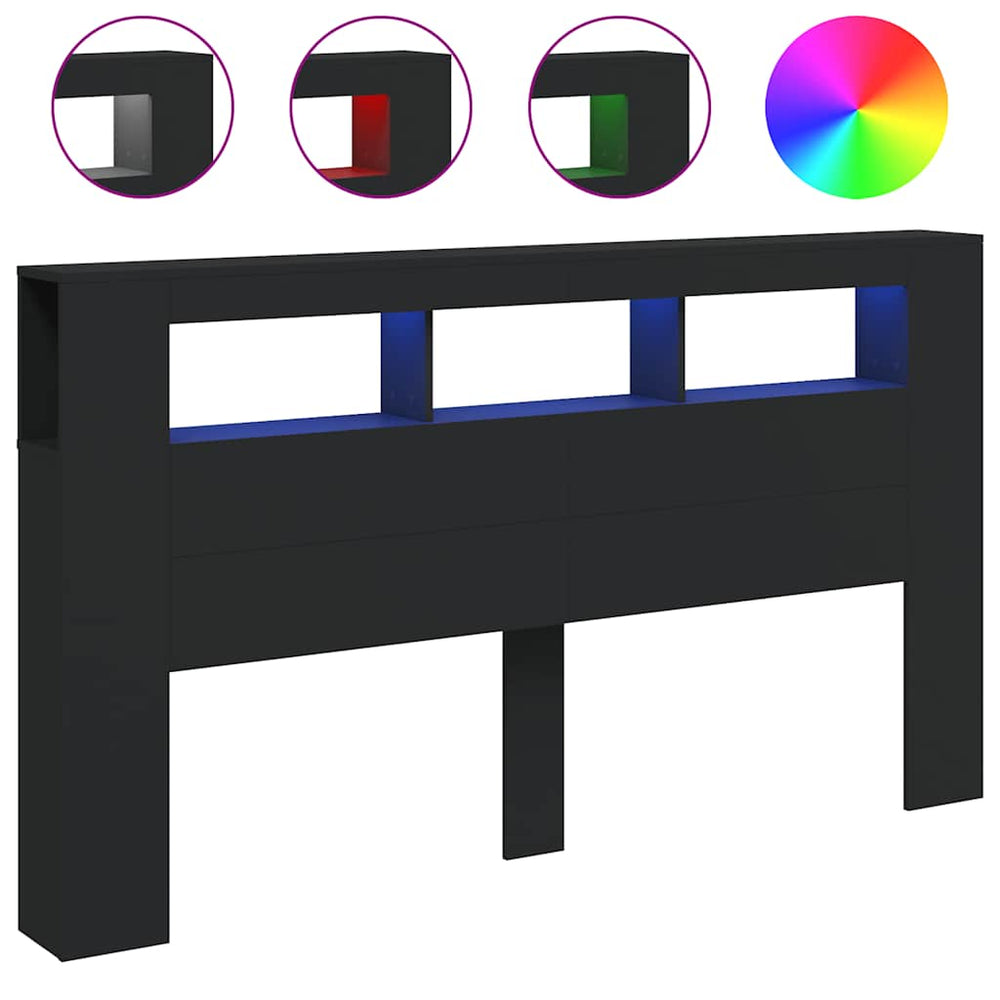 LED Kopfteil Schwarz 180 cm