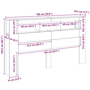 LED Kopfteil Schwarz 180 cm