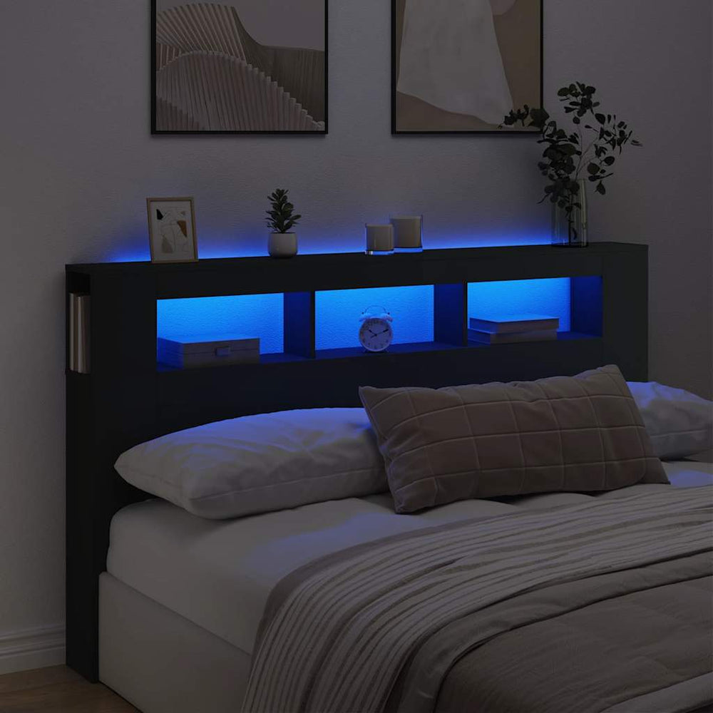 LED Kopfteil Schwarz 180 cm