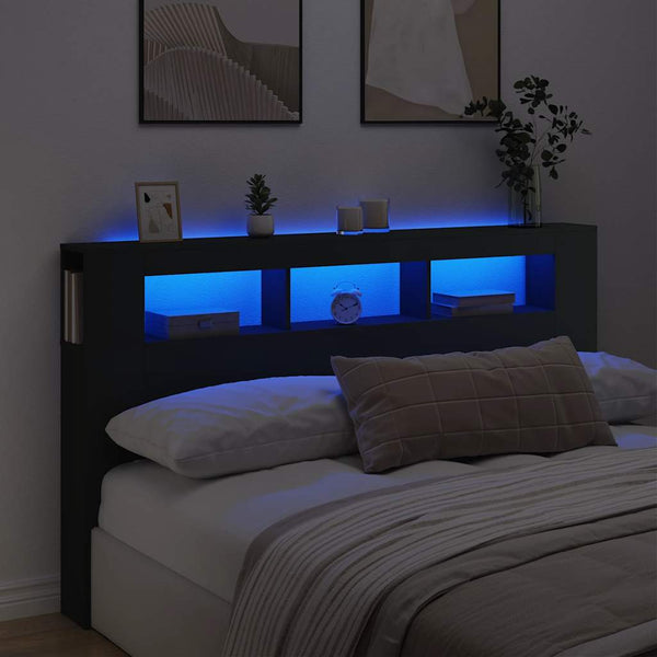 LED Kopfteil Schwarz 180 cm