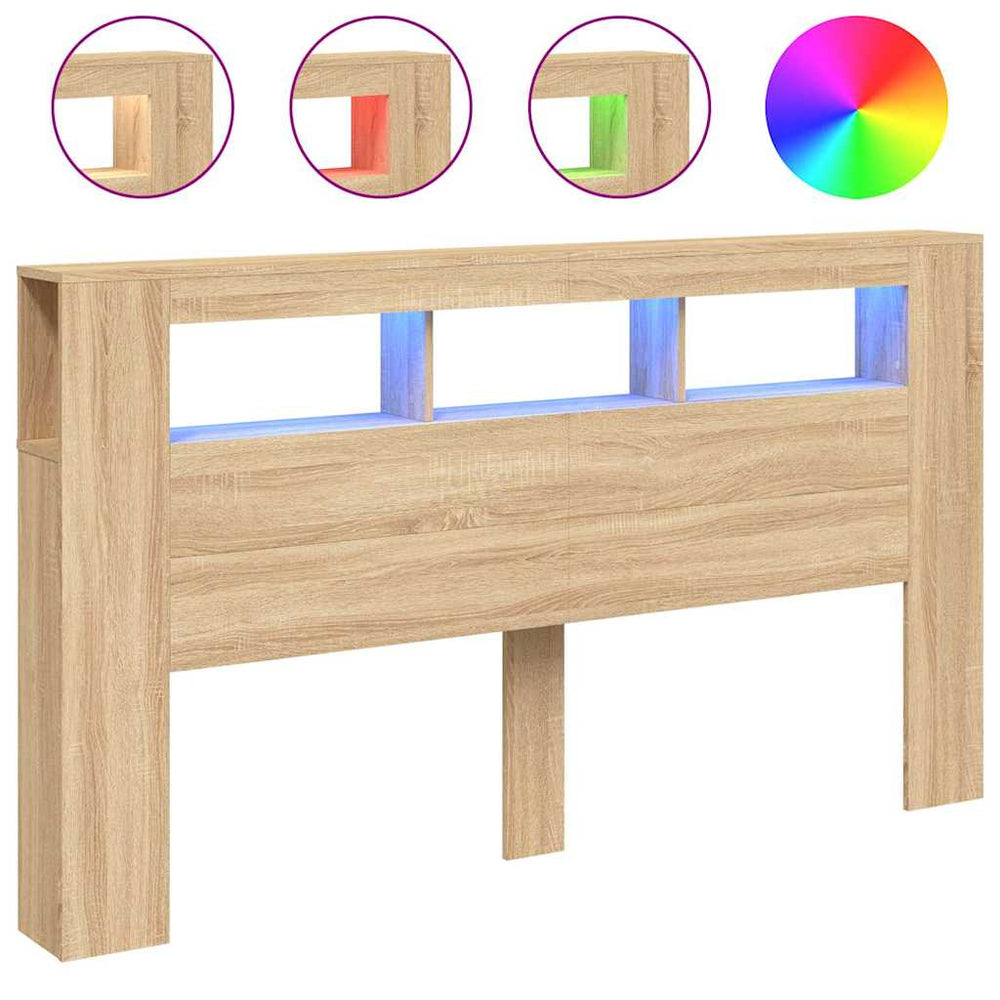 LED Kopfteil Sonoma Eiche 180 cm