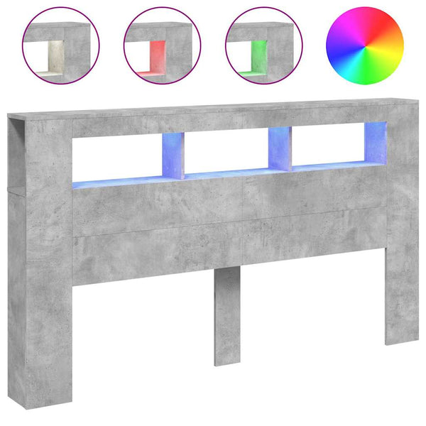 LED-Kopfteil Betongrau 180 cm