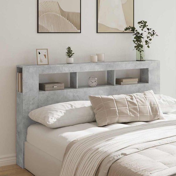 LED-Kopfteil Betongrau 180 cm