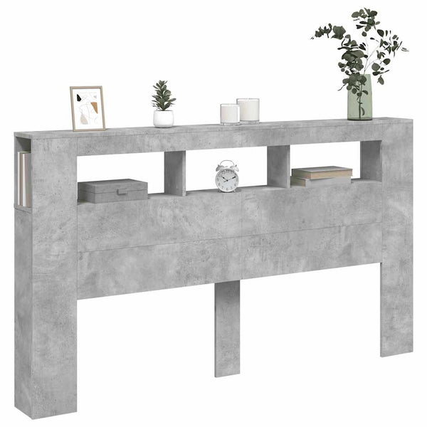 LED-Kopfteil Betongrau 180 cm