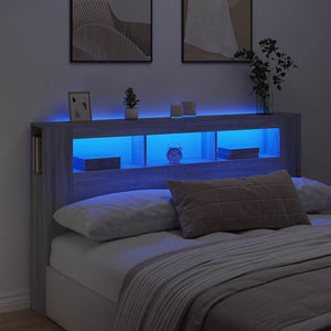 LED Kopfteil Grau Sonoma 180 cm