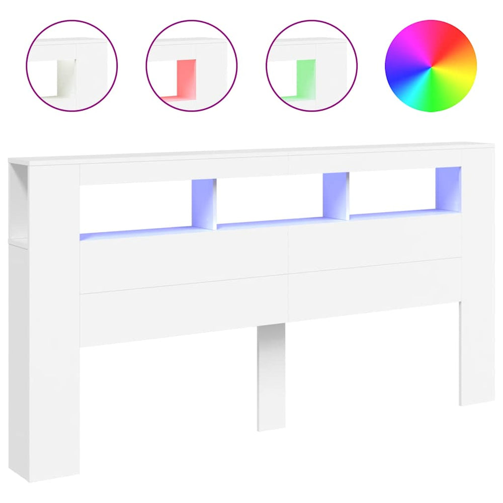 LED Kopfteil Weiß 200 cm