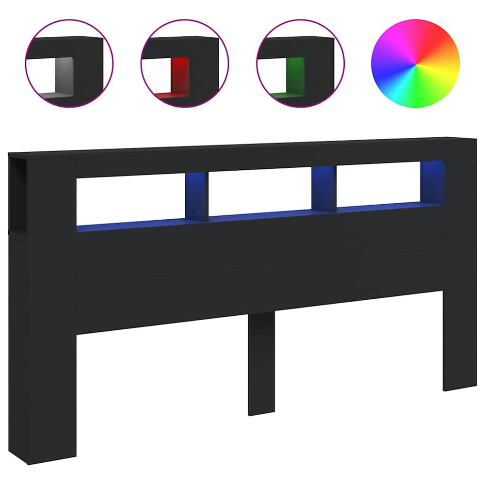 Schwarzes LED-Kopfteil 200 cm
