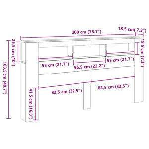 Schwarzes LED-Kopfteil 200 cm