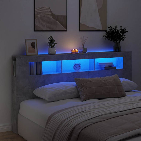 LED Kopfteil Betongrau 200 cm