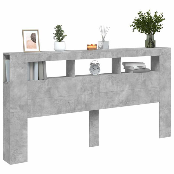 LED Kopfteil Betongrau 200 cm