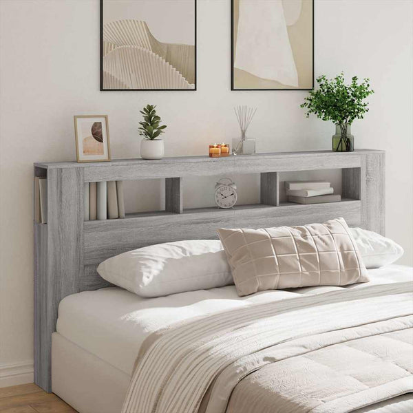LED Kopfteil Grau Sonoma 200 cm