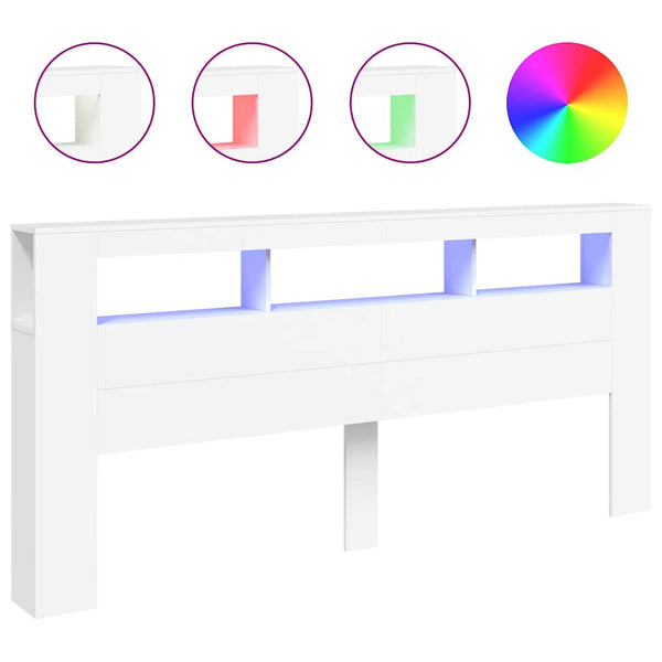 LED Kopfteil Weiß 220 cm