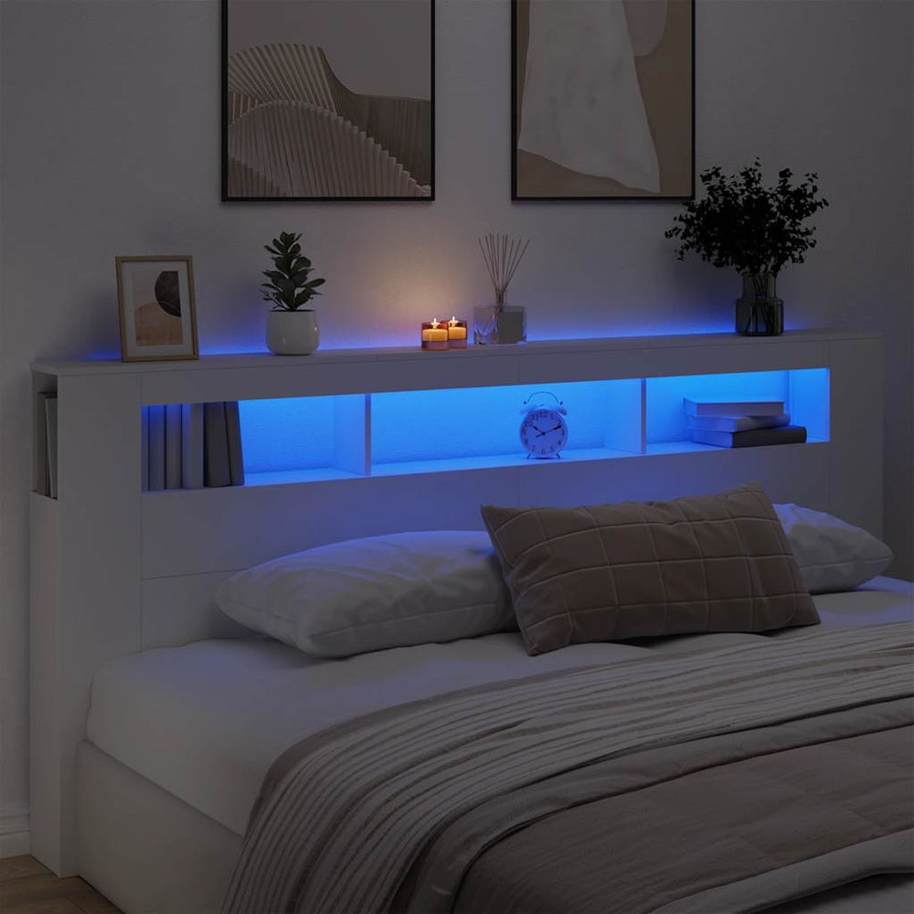 LED Kopfteil Weiß 220 cm