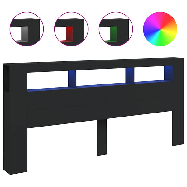 LED Kopfteil Schwarz 220 cm