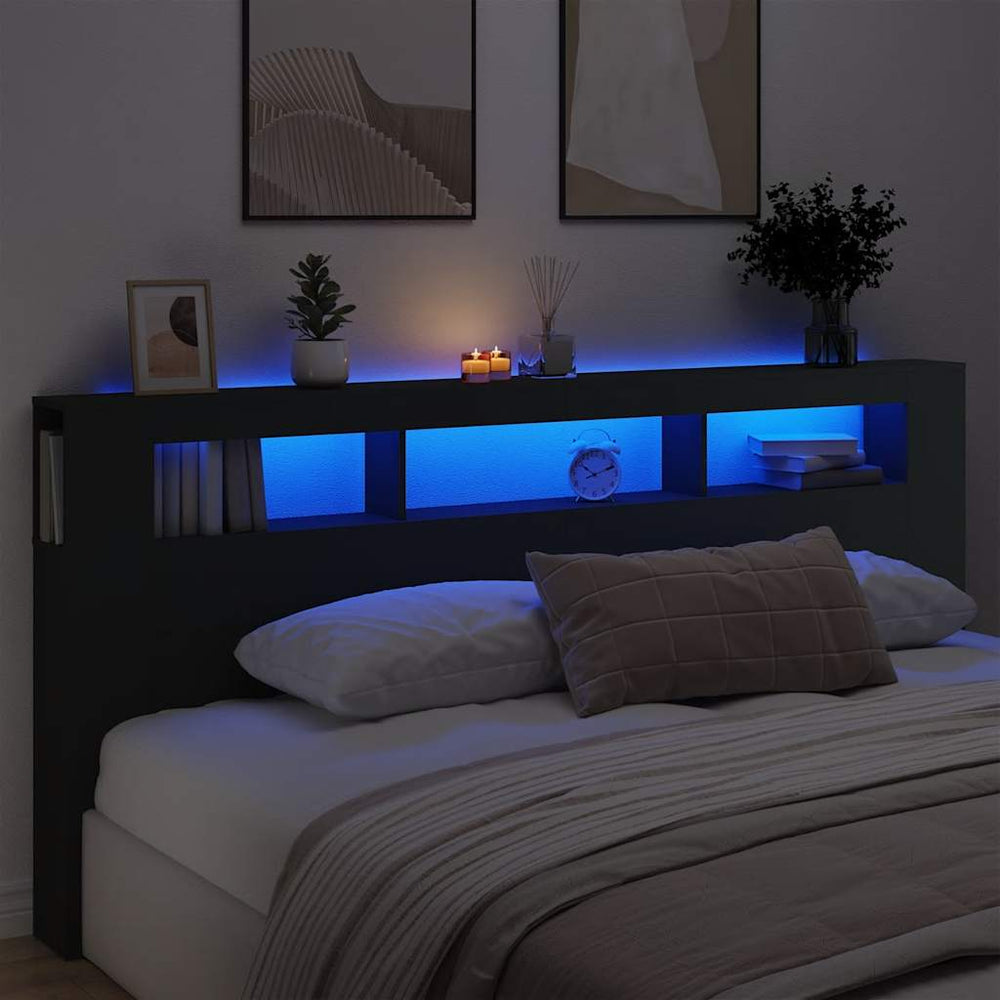 LED Kopfteil Schwarz 220 cm
