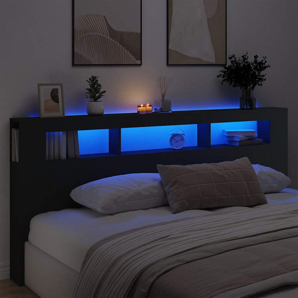 LED Kopfteil Schwarz 220 cm