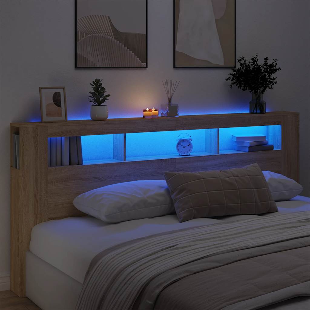 LED Kopfteil Sonoma Eiche 220 cm