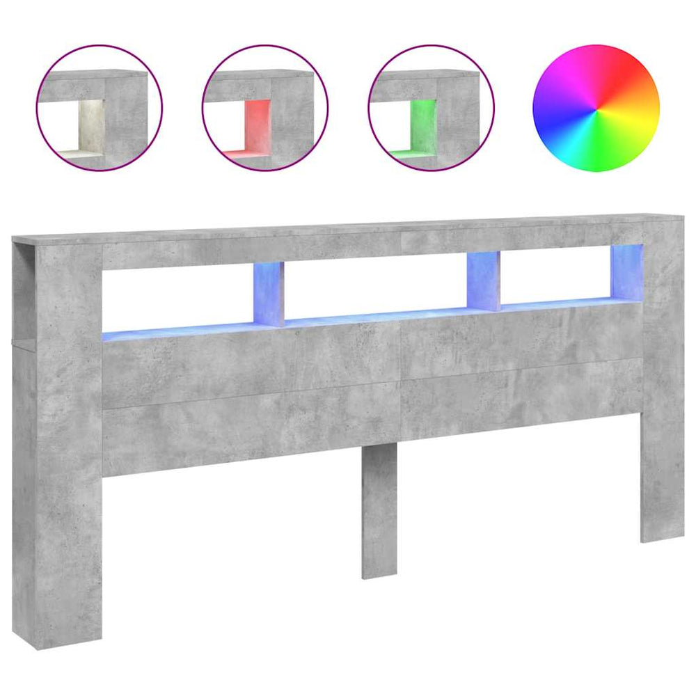 LED Kopfteil Betongrau 220 cm