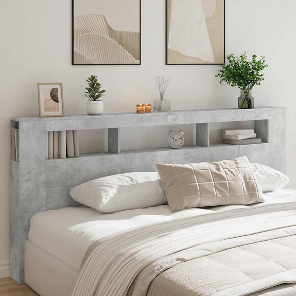 LED Kopfteil Betongrau 220 cm