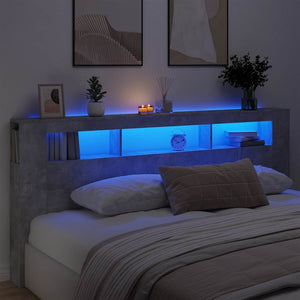 LED Kopfteil Betongrau 220 cm